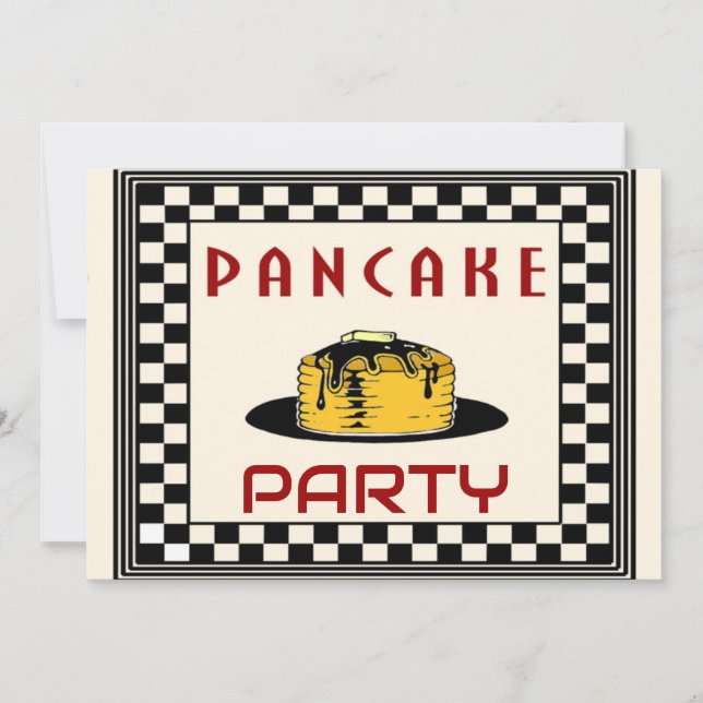 Pancake Breakfast-inbjudningar, Vintage Stil Inbjudningar (Framsida)