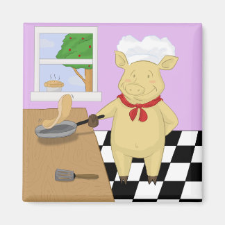 Pancake Flipping Gris Chef Magnet