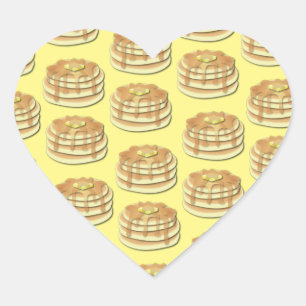 Pancake Födelsedagsfest Flapjack Cute Kids Hjärtformat Klistermärke