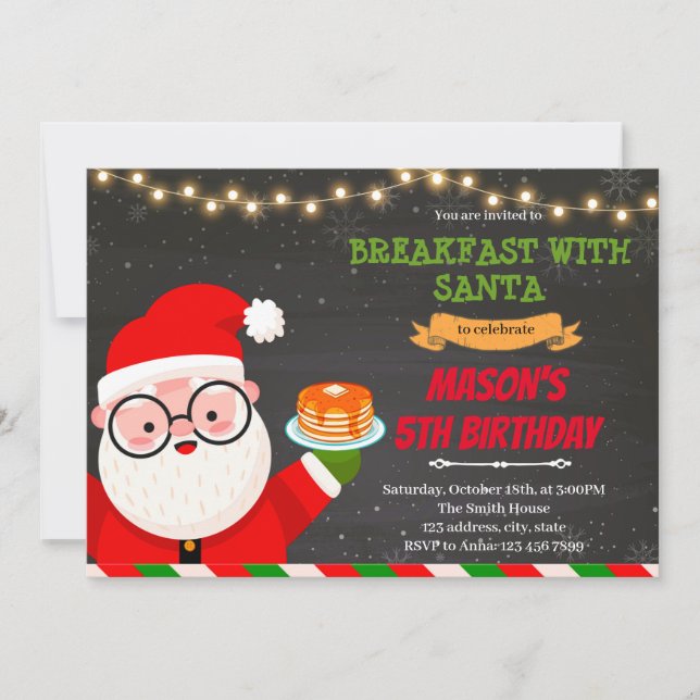 Pancake frukosten med Santa party Inbjudningar (Framsida)