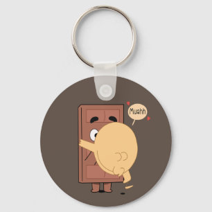 Pancake Kissing Choco Funny Cute Par Nyckelring