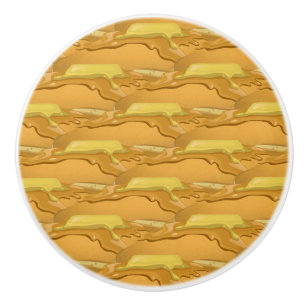 Pancake och lönnsirap mönster söt gult brun knopp