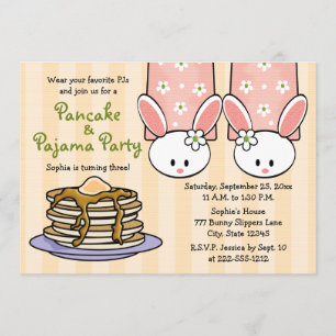 Pancake och Pajama Födelsedagsfest inbjudan