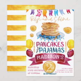 Pancake och Pajamas Birthday PJ's Party Inbjudningar