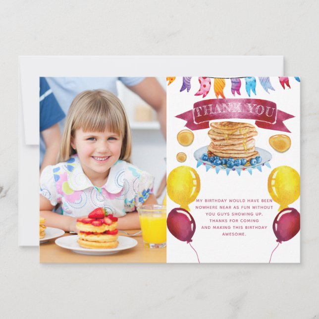 Pancake och Pajamas Birthday Tack Kort (Framsida)