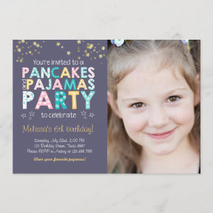 Pancake och Pajamas födelsedagsinbjudan Flickans R Inbjudningar