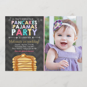 Pancake och Pajamas födelsedagsinbjudan Inbjudningar