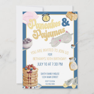 Pancake & Pajamas Slumber Party Sleepover Birthday Inbjudningar