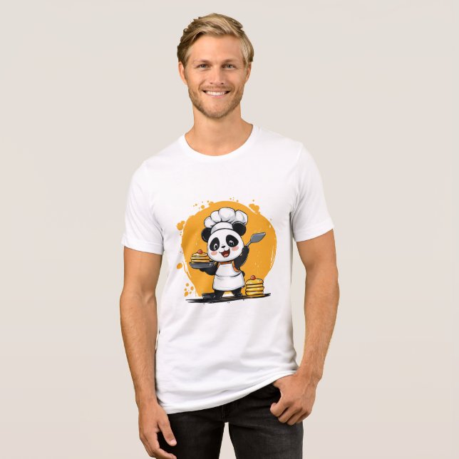Pancake Panda Chef T-Shirt - frukost Delight (Framsida Full)