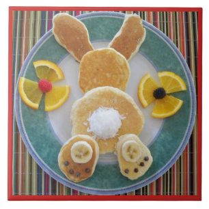 Pancake Rabbit Breakfast Roligt Designer Tile Triv Kakelplatta