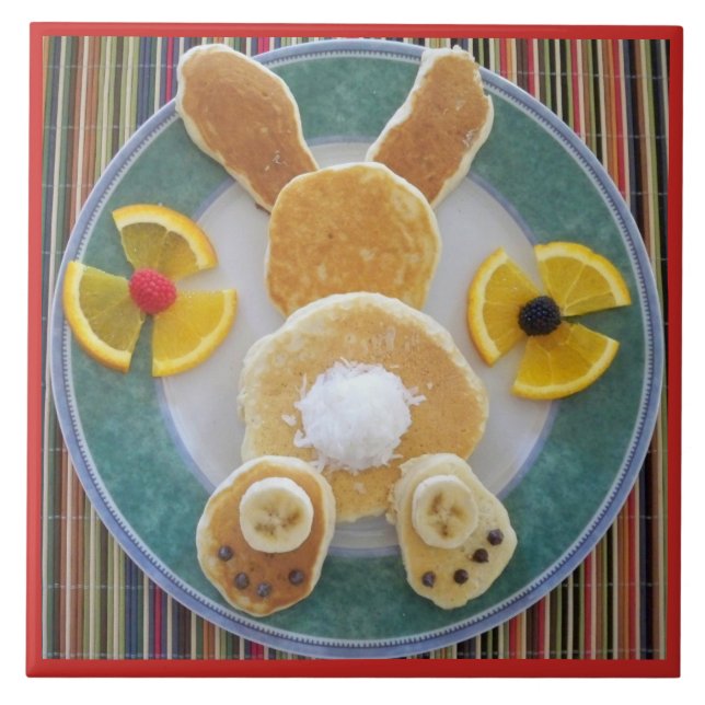 Pancake Rabbit Breakfast Roligt Designer Tile Triv Kakelplatta (Framsidan)