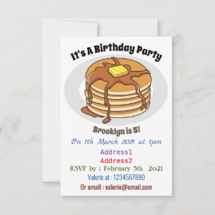 Pancake tecknad illustration inbjudningar