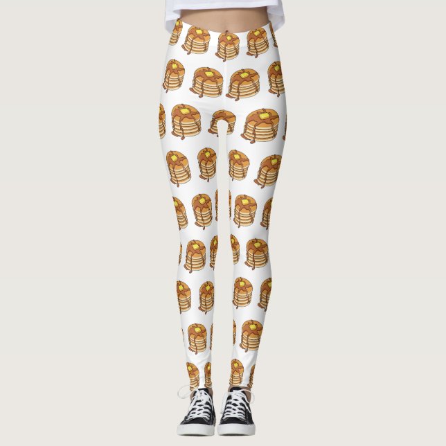 Pancake tecknad illustration leggings (Framsida)