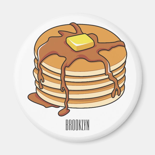 Pancake tecknad illustration magnet (Framsidan)