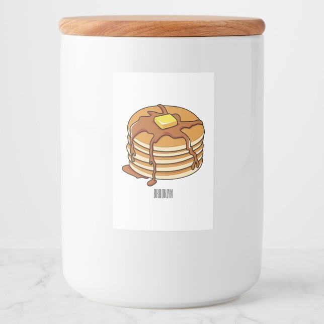 Pancake tecknad illustration mat etikett (Framsida)