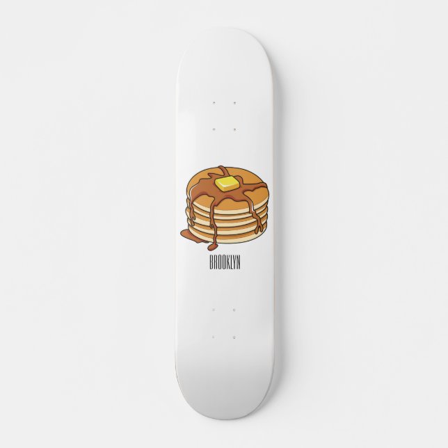 Pancake tecknad illustration mini skateboard bräda 18,5 cm (Framsida)
