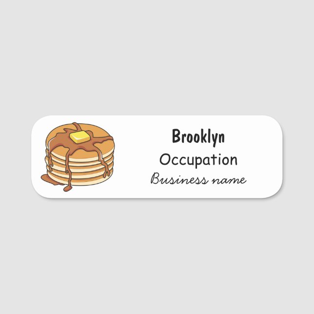 Pancake tecknad illustration namnbricka (Framsida)