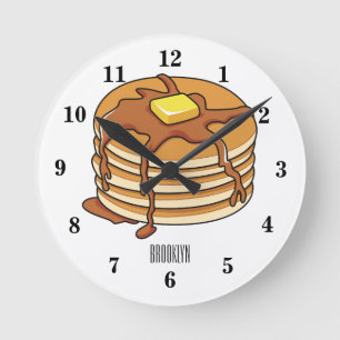 Pancake tecknad illustration rund klocka