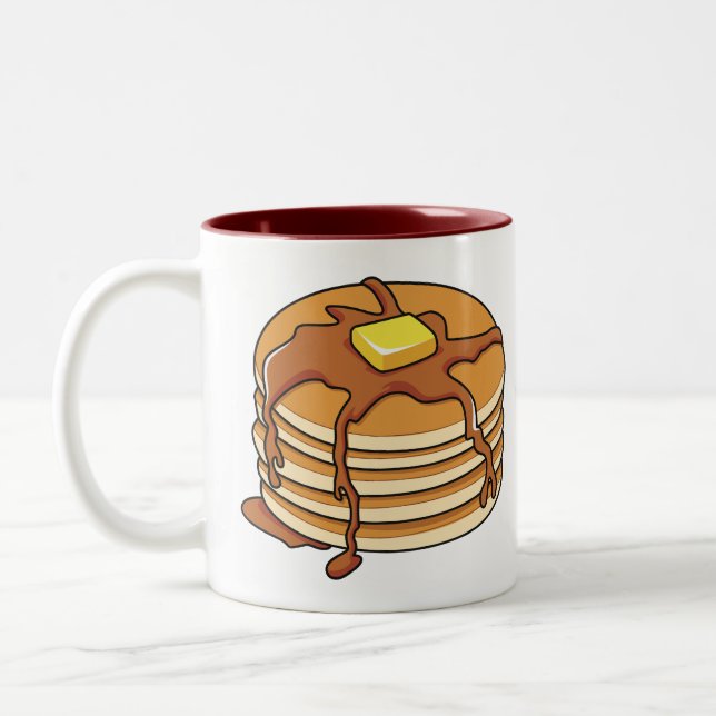 Pancake tecknad illustration Två-Tonad mugg (Vänster)
