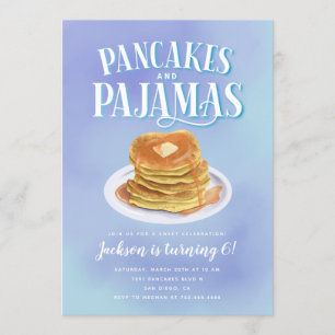Pancakes and Pajamas Boys Födelsedagsfest Inbjudningar