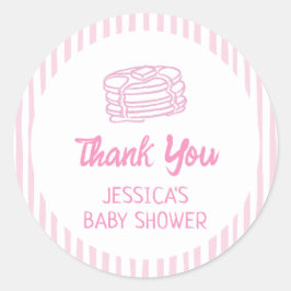 Pancakes and Pajamas Breakfast Girl Baby Shower Runt Klistermärke