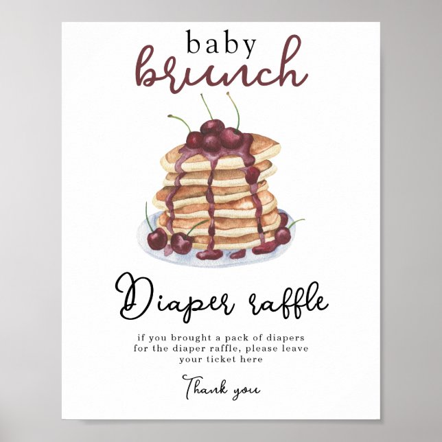 Pancakes babydusch Diaper Raffle Poster (Framsidan)
