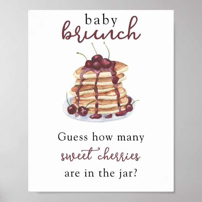 Pancakes Babydusch Gissa hur många körsbär Poster (Framsidan)