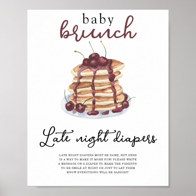 Pancakes babydusch Sent nattblöjor Poster (Framsidan)