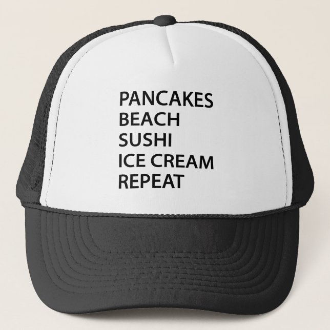 Pancakes Beach Sushi Ice Cream Repeat Keps (Framsida)