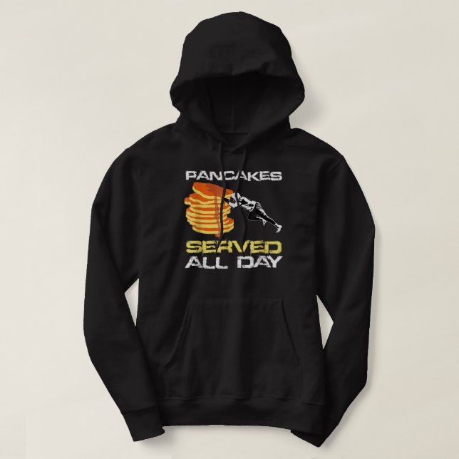 Pancakes betjänade hela Roligten Lineman Football  Hoodie (Design framsida)