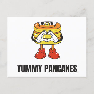Pancakes Food Kawaii Ansikte Inbjudan Vykort