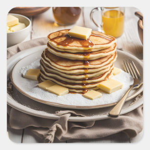Pancakes Fyrkantigt Klistermärke