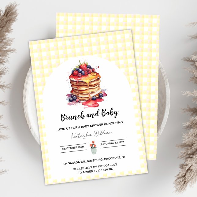 Pancakes Gingham Play Brunch Baby Shower Inbjudningar (Skapare uppladdad)