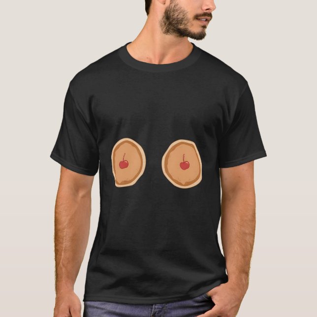 Pancakes med körsbär Pancake för T Shirt (Framsida)