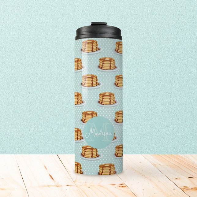 Pancakes med Maple Syrup & Polkadot Mönster (Pancake Pattern Tumbler with Monogram)