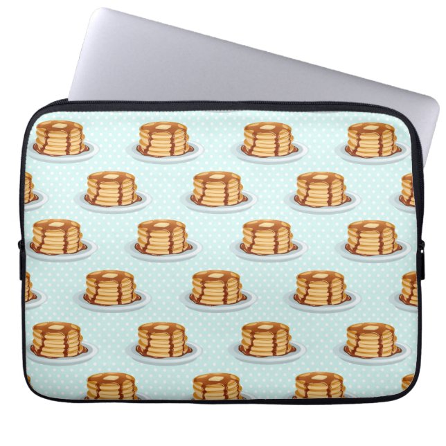 Pancakes med Maple Syrup & Polkadot Mönster Laptop Sleeve (Framsidan)
