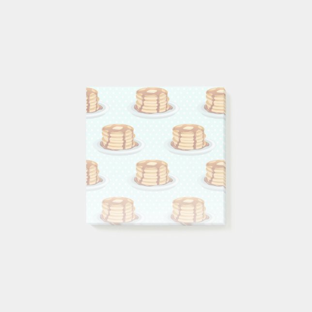 Pancakes med Maple Syrup & Polkadot Mönster Post-it Block (Framsida)