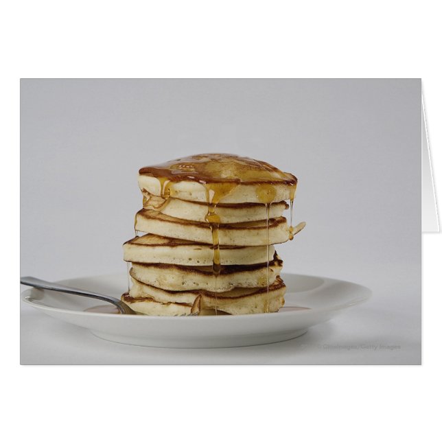 Pancakes med sirap hälsningskort (Framsidan Horizontal)