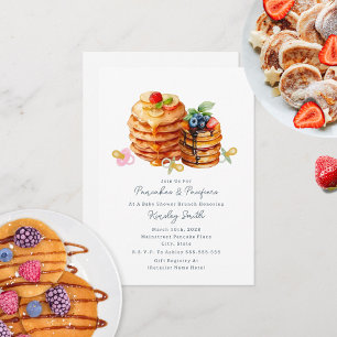 Pancakes + Nappar Baby Shower Breakfast Brunch Inbjudningar