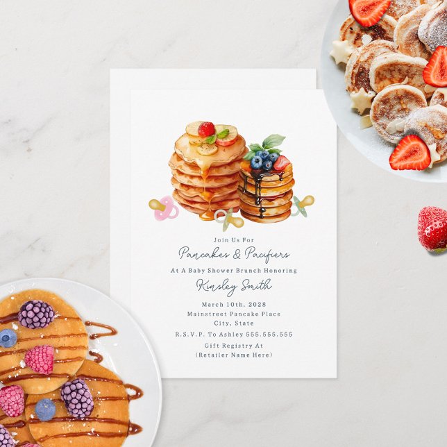 Pancakes + Nappar Baby Shower Breakfast Brunch Inbjudningar (Skapare uppladdad)