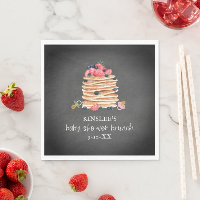 Pancakes & Nappar Baby Shower Brunch Chalkboard Pappersservett (Insitu)