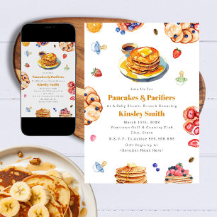 Pancakes & Nappar Neutralt Baby Shower Brunch Inbjudningar