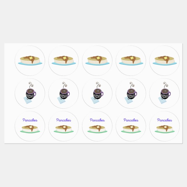 Pancakes och kaffe klistermärke (Ark)