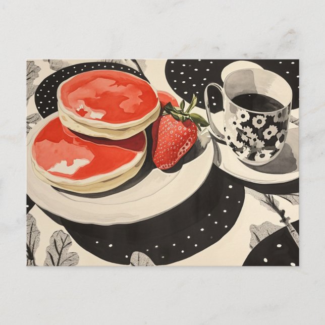 Pancakes och kaffe vykort (Framsida)