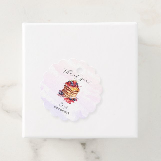 Pancakes och Nappar Brunch Baby Shower Gåvor Etiketter (På plats)