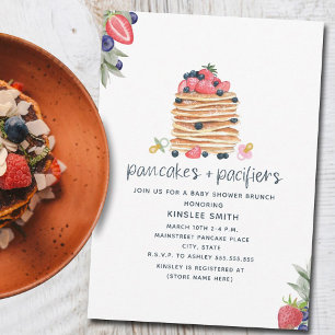 Pancakes och Nappar Brunch Baby Shower Inbjudningar