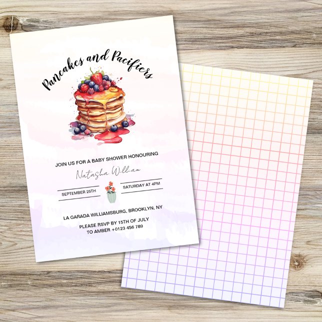 Pancakes och Nappar Brunch Baby Shower Inbjudningar (Skapare uppladdad)