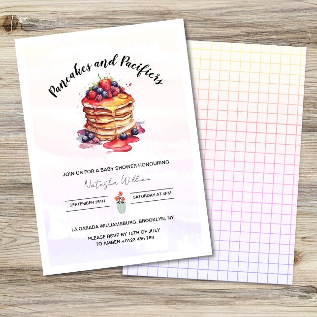 Pancakes och Nappar Brunch Baby Shower Inbjudningar (Skapare uppladdad)