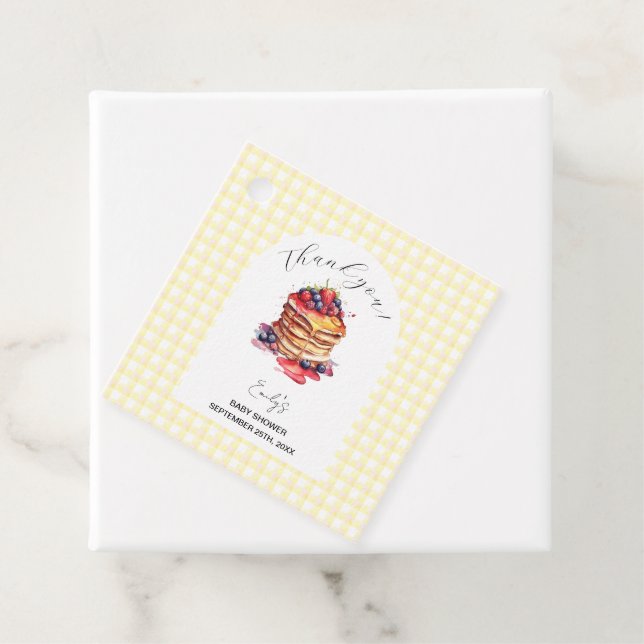 Pancakes och Nappar Gingham Play Baby Shower Gåvor Etiketter (På plats)