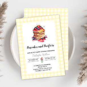 Pancakes och Nappar Gingham Play Baby Shower Inbjudningar